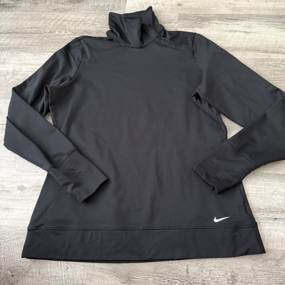 NIKE GOLF Tour Performance Pullover 1/4 Snap Womens Size XL Black Thumbholes